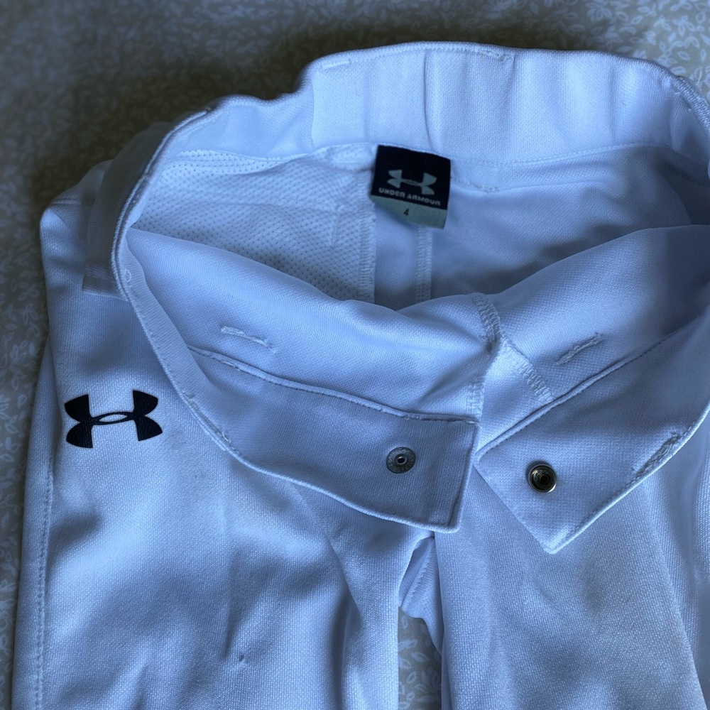 Under Armour youth baseball pants, size 4, white